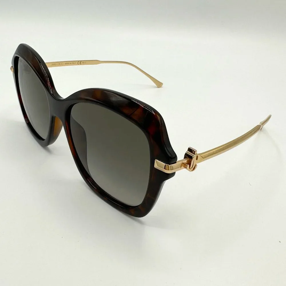 NWT Jimmy Choo Tessy Dark Havana Women's Oversize Butterfly Gradient Sunglasses